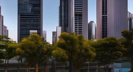 City skyline & trees - Generative AI Illustration