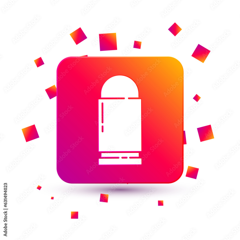 Poster white bullet icon isolated on white background. square color button. vector