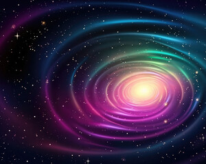 Obraz premium Abstract space background with a glowing cosmic source with spiral emission. Astronomy banner. 