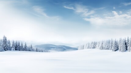 Empty panoramic winter background with copy space Generative AI