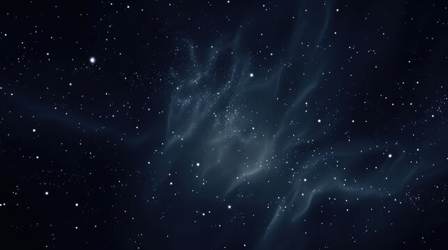 Outer space background. Dark cosmic void with stars, interstellar medium, dust and gas. Astronomy wallpaper. 