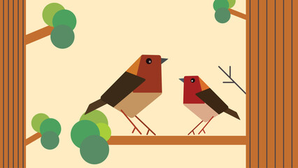 illustration of a background with birds in a geometric style