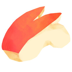 Cute Hand Drawn Red Apple Bunny Rabbit Shape Sliced Cartoon Illustration Watercolor