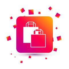 White Paper shopping bag icon isolated on white background. Package sign. Square color button. Vector