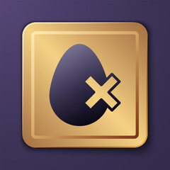 Obraz premium Purple No egg icon isolated on purple background. Gold square button. Vector