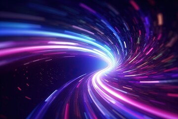 Obraz premium abstract futuristic background with pink blue glowing neon moving high speed wave lines and bokeh lights. Data transfer concept Fantastic wallpaper