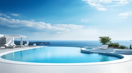 clean pool with beach view