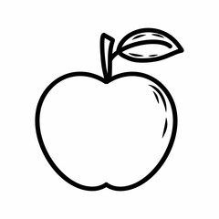 Doodle style apple. Coloring book for kids. hand drawn sticker.