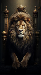 rei leão poderoso em seu trono 