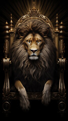 Fototapeta na wymiar rei leão poderoso em seu trono 
