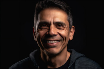 Fototapeta premium latin mid adult man smiling on a black background