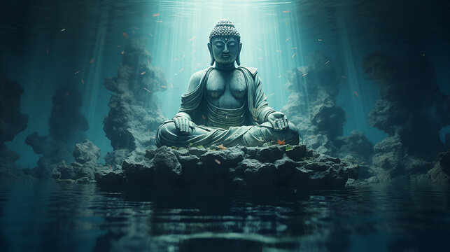 est&aacute;tua misteriosa de buda no fundo do oceano 