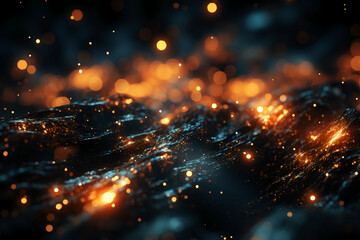 Fototapeta premium view of glowing particles floating about in the space. AI generative