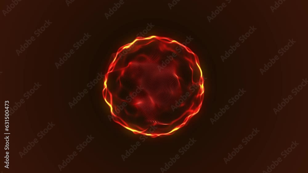 Poster abstract liquid geometric sphere. smooth movement on a dark background. energy sphere of bright part