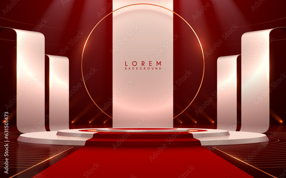 Canvas Prints white and red podium with golden elements