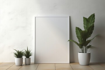 Empty Blank Poster Mockup with minimal flower plant