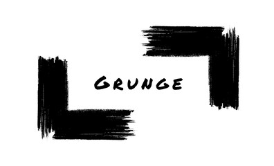 Grunge corners frame. Rectangle shape. Ink empty black box. Rectangle border. Rubber stamp imprint. Vector illustration.