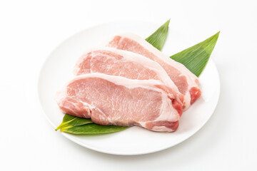 白背景に豚ロース肉