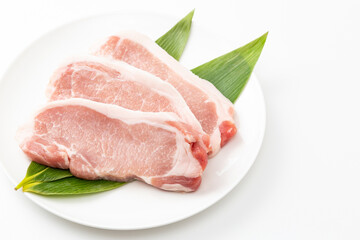 白背景に豚ロース肉