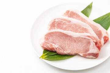 白背景に豚ロース肉