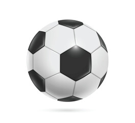 Fototapeta na wymiar virtual hexagonal black and white patterned soccer ball or football reflects light to create a dazzling luster