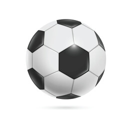 Fototapeta premium virtual hexagonal black and white patterned soccer ball or football reflects light to create a dazzling luster