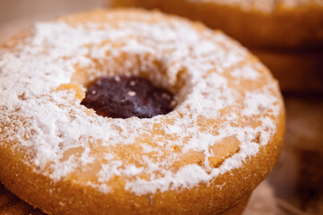 delicious cookies with round jam