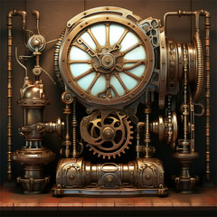 Obraz premium gear, clock, watch, mechanism, machine, time, metal, wheel, clockwork, generate ai