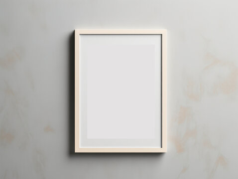 Frame with blank background on a room wall