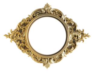 Golden baroque frame on transparent background. ornamental baroque picture frame, 3D render