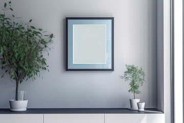 A medical certificate framed on a wall painted in soft blues and whites. (Generative AI)