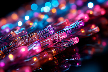 Fototapeta na wymiar fiber optical cable in a dark color