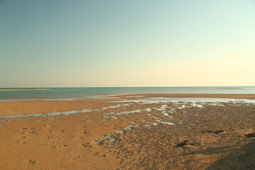 Fototapeta na wymiar South Sinai, Egypt,10-Feb-2023 Awonderful beach in Ras Sidr, and clear skies.