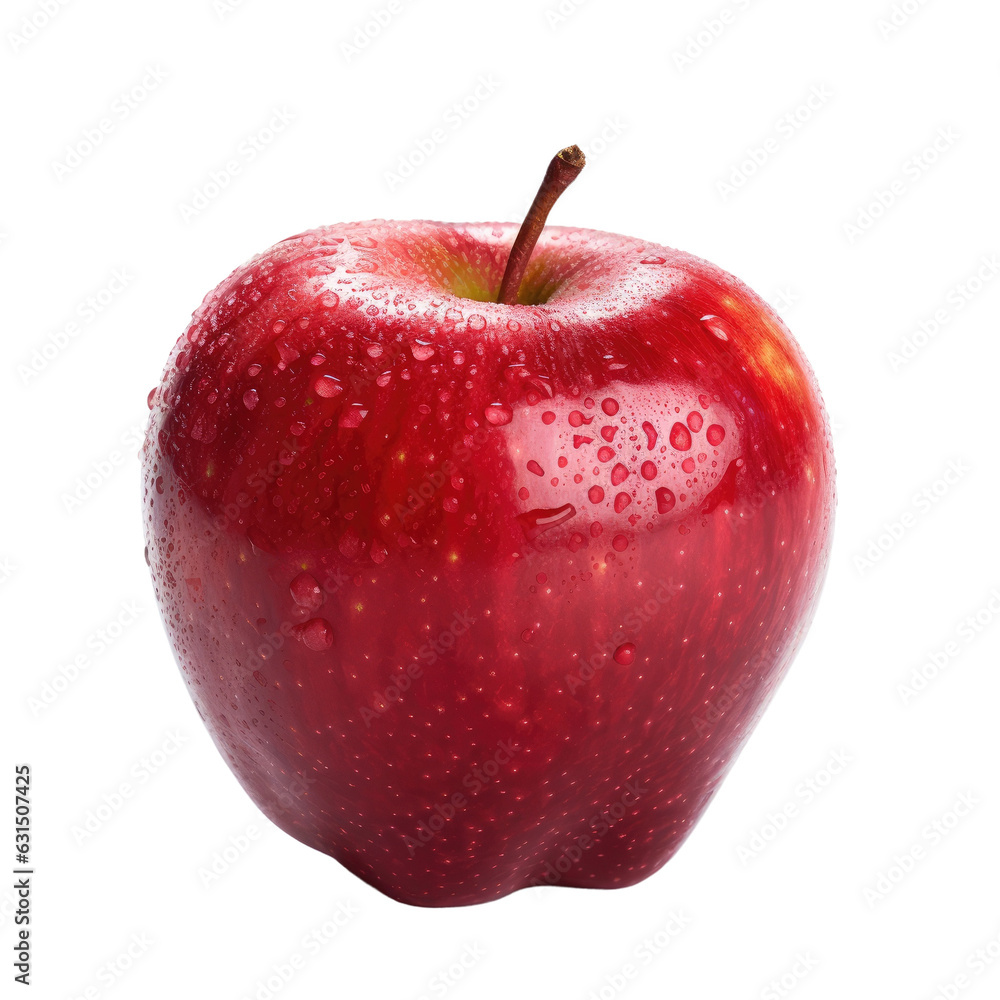 Poster red apple isolated on white backround with shallow depth of field.