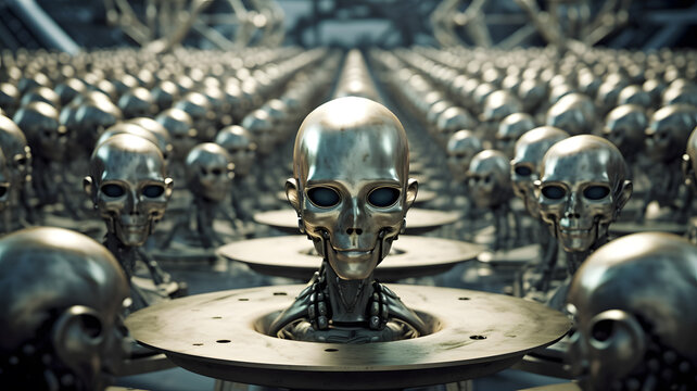 Alien Civilization Technology Metal Technology Skeleton Artificial Intelligence,AI generated pictures