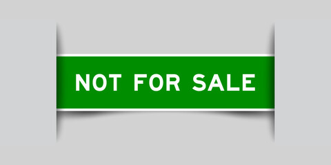 Green color square label sticker with word not for sale that inserted in gray background