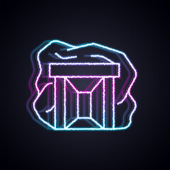 Glowing neon line Gold mine icon isolated on black background. Vector