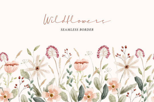 delicate wildflower watercolor border
