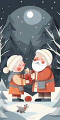 paper art style Santa Claus christmas