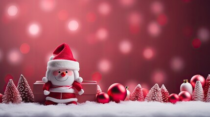 santa claus with christmas gifts and christmas decoration tree