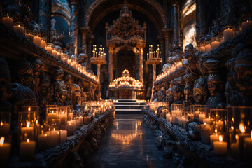 The Day of the Dead, Volumetric lighting plays a crucial role in this artwork, ai generated.