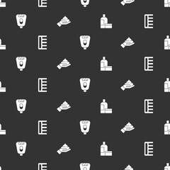 Set Cream or lotion cosmetic tube, Hairbrush, Epilator and on seamless pattern. Vector
