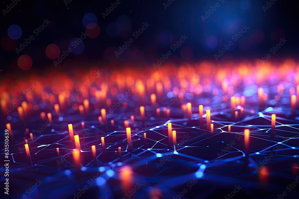 Aufkleber abstract futuristic technology concept of data transfer with glowing wire and dots background. gener