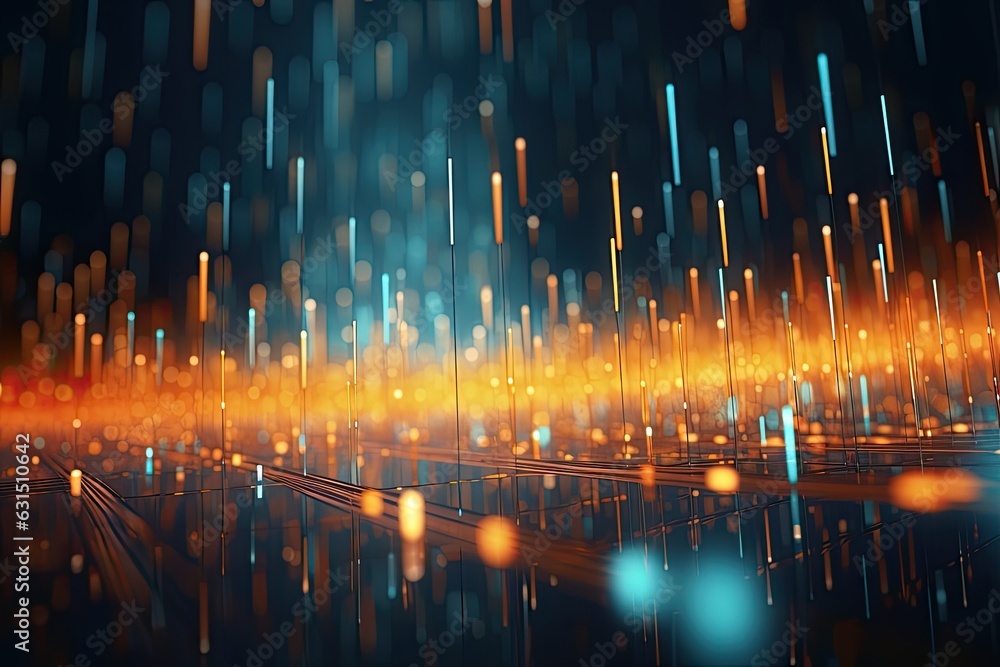 Aufkleber abstract futuristic technology concept of data transfer with glowing wire and dots background. gener
