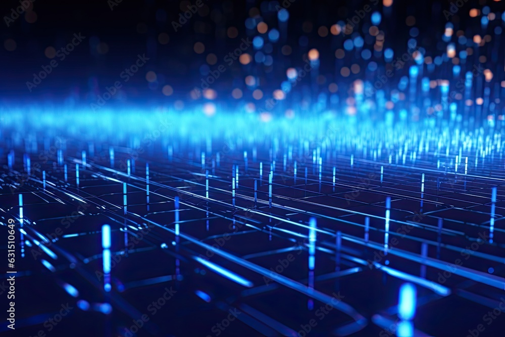 Aufkleber abstract futuristic technology concept of data transfer with glowing wire and dots background. gener