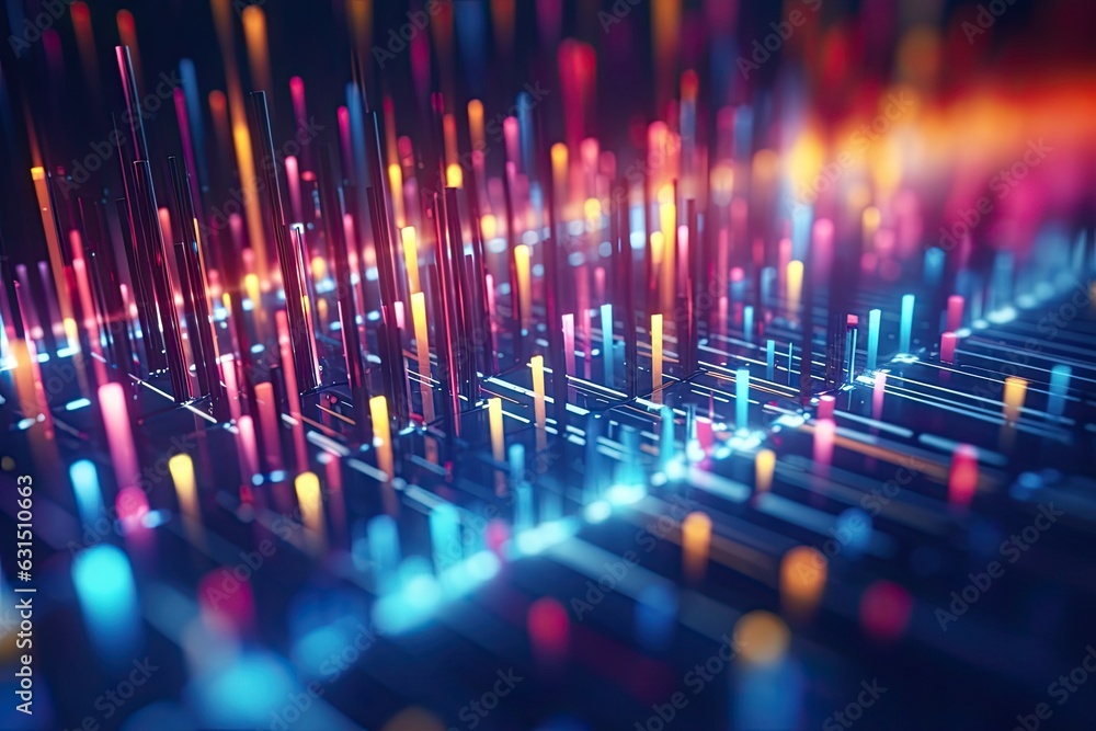 Poster abstract futuristic technology concept of data transfer with glowing wire and dots background. gener