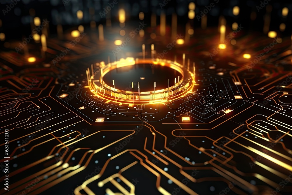 Aufkleber futuristic abstract circular technology background. digital hologram screen.generative ai