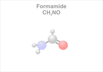 Formamide. Simplified scheme of the molecule. Substance can be found everywhere in the universe