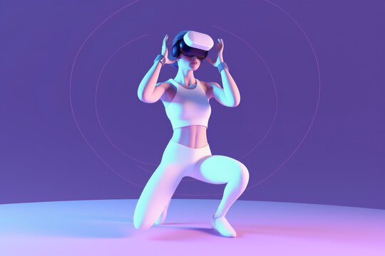 woman glasses virtual innovation vr neon reality game reality sport digital virtual. Generative AI.