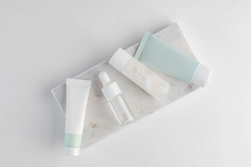 White Beauty Products Packaging Mockup Set. Professional Cosmetic Beauty Set Mockup for Product Presentations